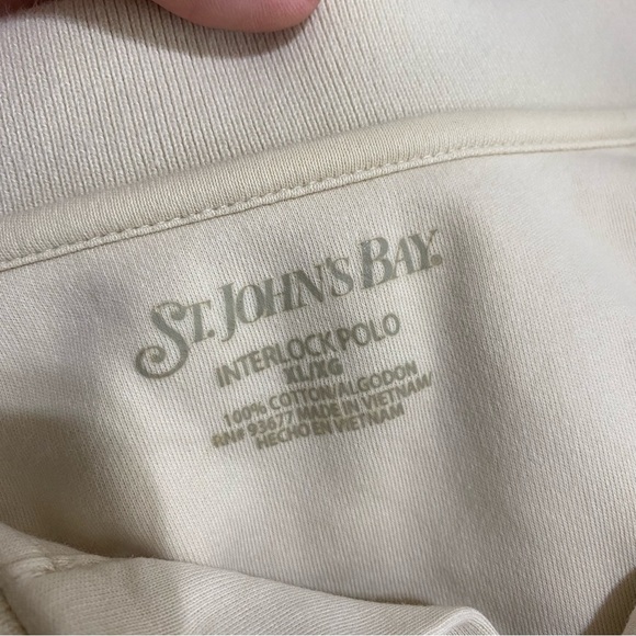 St. John’s Bay Men’s Cream Colored Interlock Polo - Picture 5 of 6